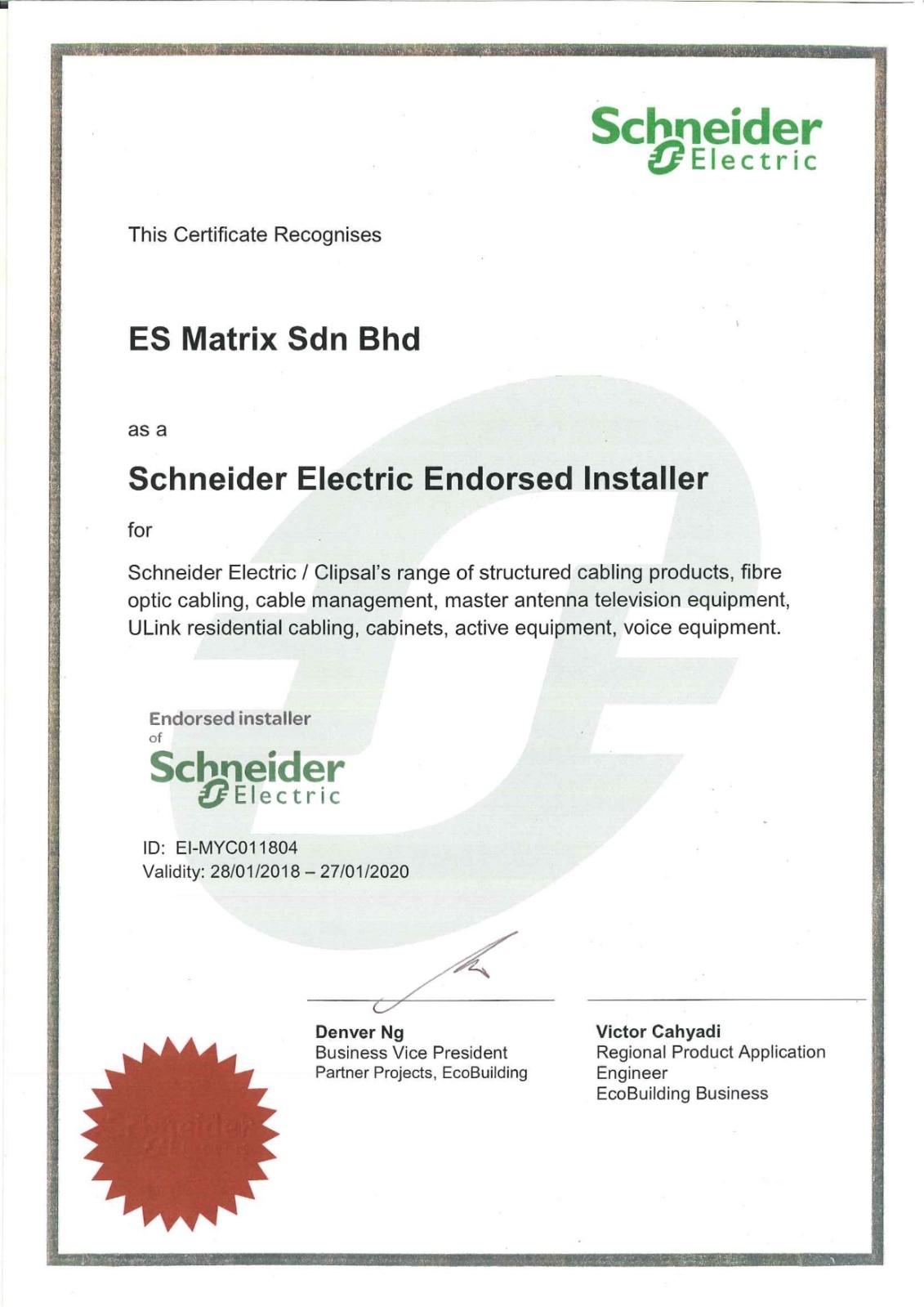 Endorsed Installer — Schneider Electric