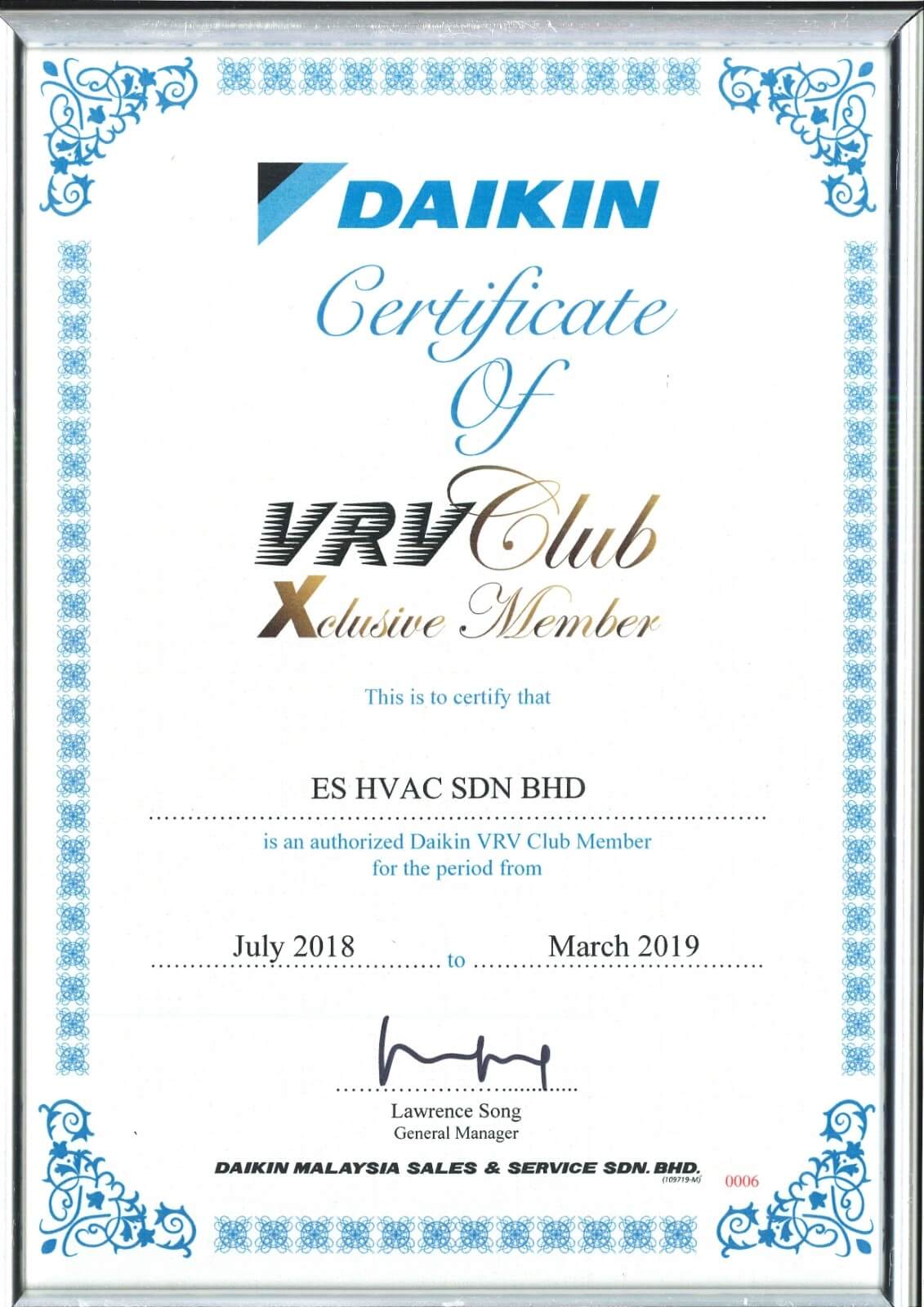 VRV Club Xclusive Member — Daikin Malaysia